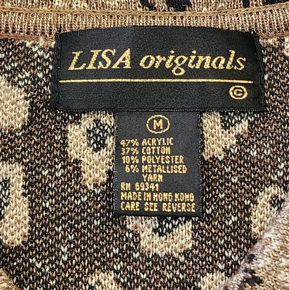 LISA Original Women's Leopard Print Zip Up Knit Jacket Shoulder Pad Cardigan, MD - Picture 2 of 16